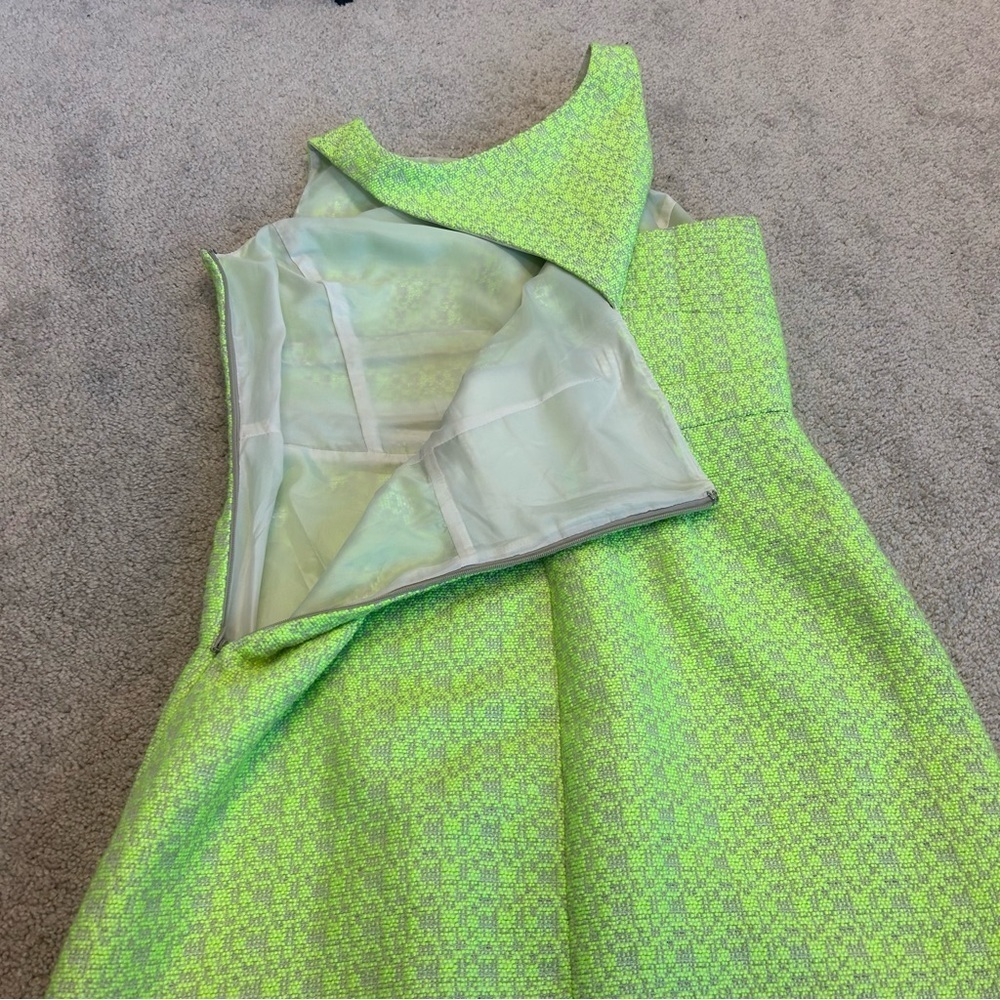 J. Crew lime green sleeveless textured tweed Racer back sheath A-line dress Sz 4 - Picture 4 of 13